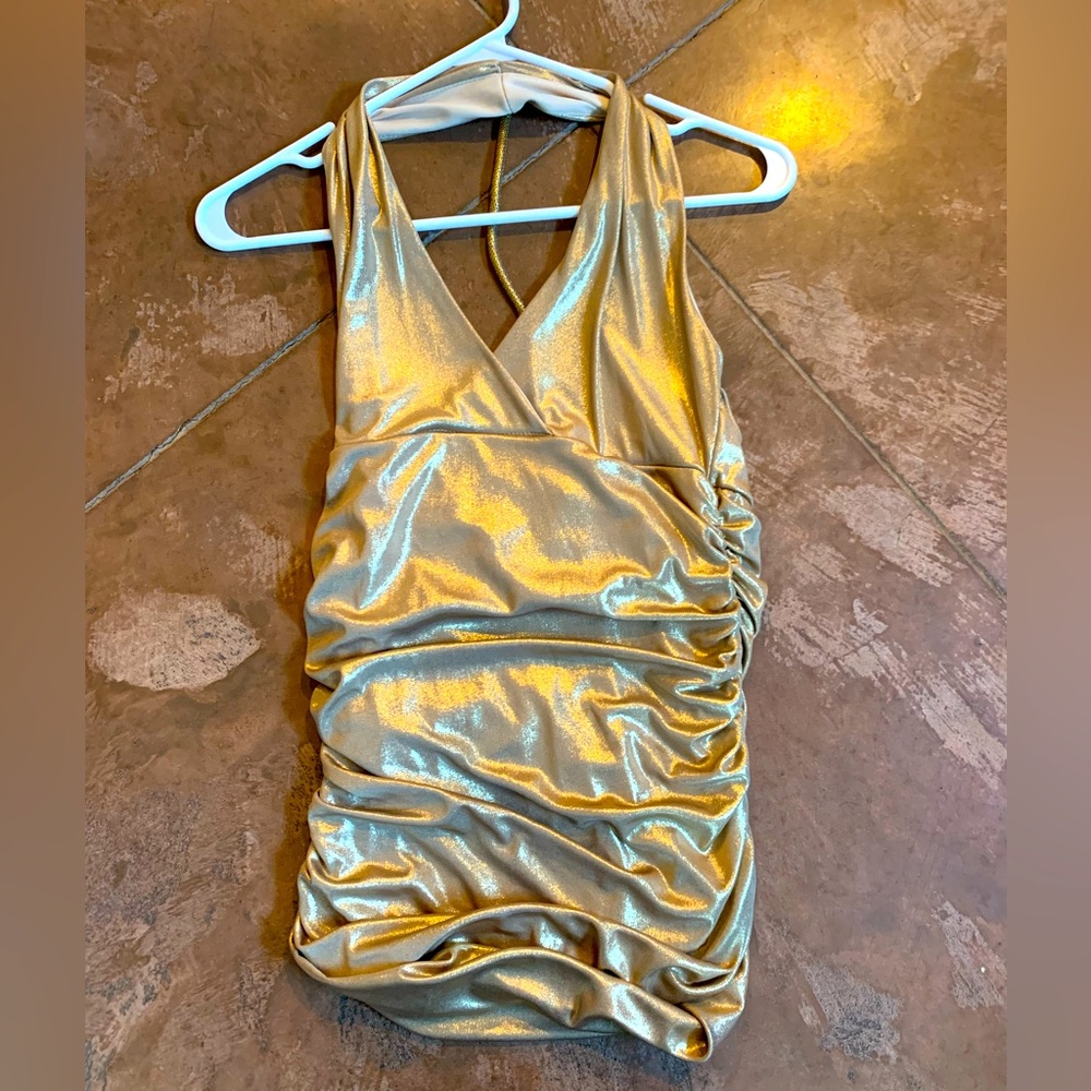 Gold Halter with gold chain/rope back